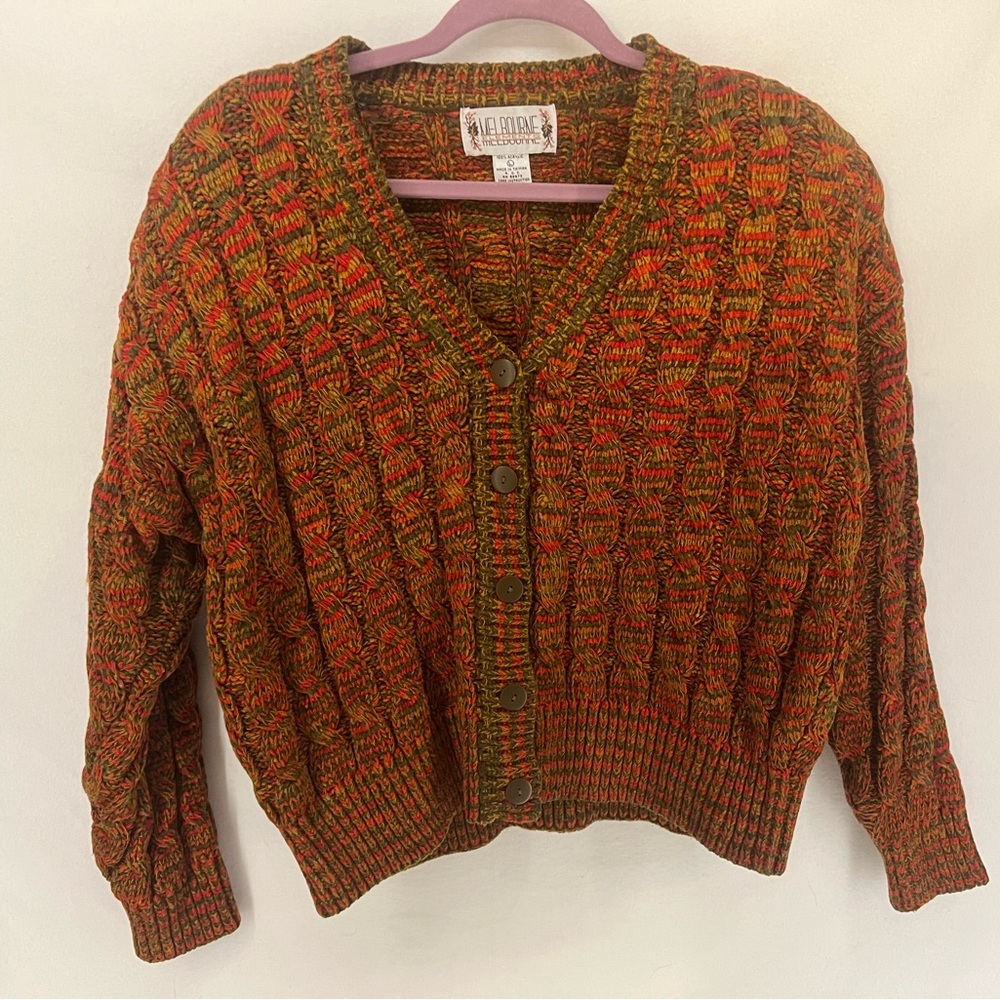 Vintage Melbourne Elements Cropped Knitted Sweater Acrylic Size L